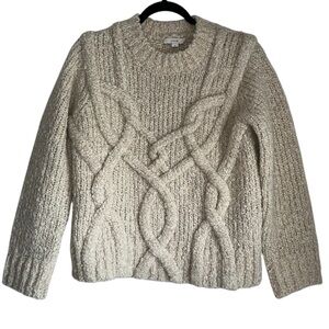 VINCE SIZE S CABLE KNIT SWEATER PULLOVER alpaca‎ wool cream beige